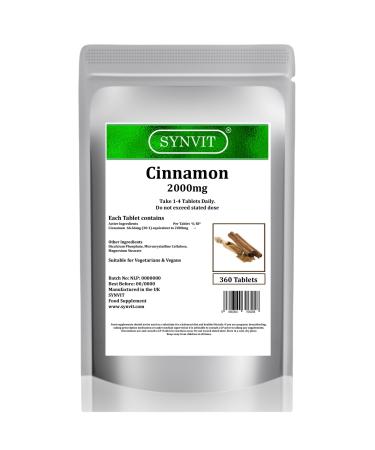 Cinnamon 2000mg SYNVIT (360 Tablets) 360 Count (Pack of 1)