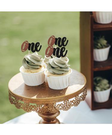 Rsstarxi 24 Pack Rugby One Cupcake Toppers Glitter American Football 1st Birthday Cupcake Picks for Sports One Theme Baby Shower First Birthday Party Cake Decorations Design 6 - Buy Online on GoSupps.com