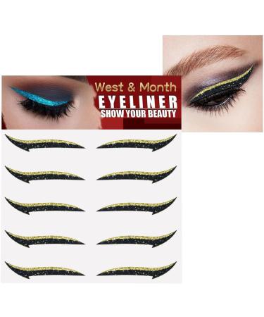 Sticker Eyeliner Glitter | Instant -Adhesive Eyeliner Stencil Sparkle 5 Pairs - Eyeliner Tool Makeup Stickers Sparkly Long Lasting Sticker Eyeliner for Women and Girls Lvtfco Gold (Five Pairs) - Buy Online on GoSupps.com