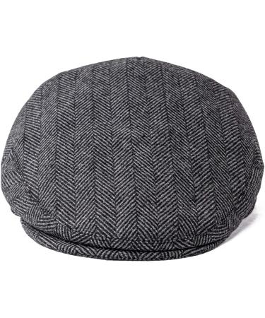 FEINION Men's Wool Tweed Newsboy Cap - Herringbone Grey - Size 7 3/4 - Buy Online on GoSupps.com