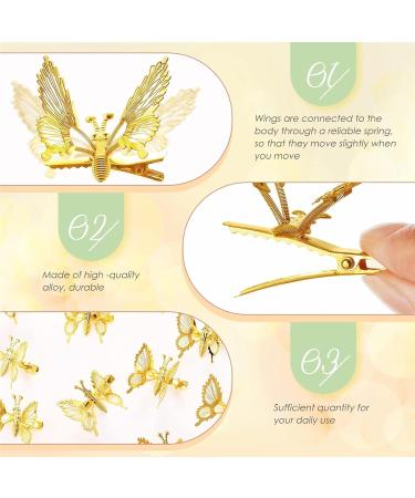 DJFOG 22-Piece Set of Moving Wings Butterfly Hair Clips - Dynamic Winged Butterflies Hairpins in Gold - Elegant Accessories for Women and Girls Hairstyles - Buy Online on GoSupps.com