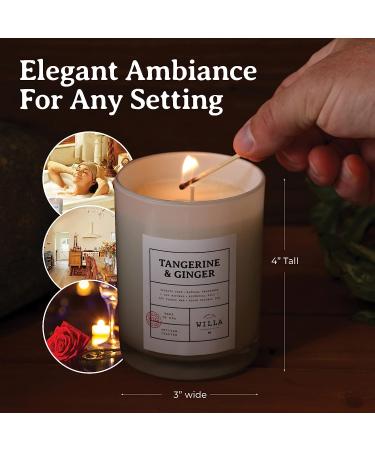 Willa Tangerine & Ginger Highly Scented Candle - All Natural Soy Wax - Made in USA with Essential Oils - 9oz Jar Candle for Home, Aromatherapy, Spa - Perfect Gift Idea - Buy Online on GoSupps.com