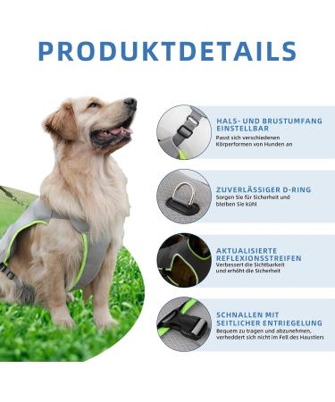 Cool Vest for Large Dogs - Reflective & Breathable Cooling Jacket with 2 Ice Bags for Summer Protection - Gray XL - Buy Online on GoSupps.com