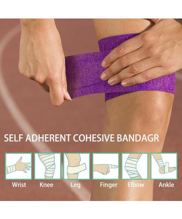 12PC Self-Adhering Cohesive Bandages - 5cm x 4.5cm Elastic Wrap for Horses Dogs & Humans - Durable & Flexible Adhesive Bandage - Buy Online on GoSupps.com