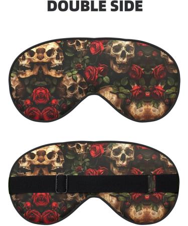 SSIMOO Skull & Red Rose Soft Sleep Eye Mask | Breathable Travel Eye Patch for Relaxation | Black - Buy Online on GoSupps.com