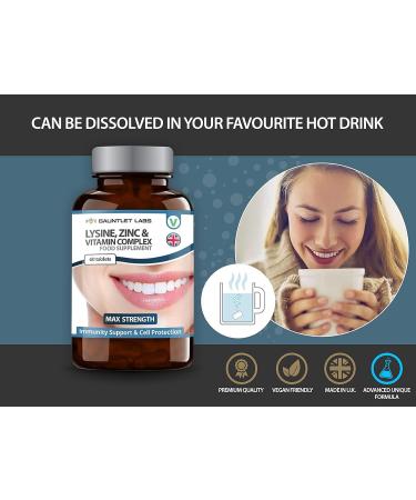 L-Lysine 1000mg Cold Sore & Shingles Treatment with Zinc & Vitamins | 5 Ingredient Premium Formula | Made in UK - Buy Online on GoSupps.com