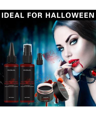 Ultimate Halloween Makeup Kit | Washable Fake Blood Spray & Gel | Special Effects Vampire & Zombie SFX Cosplay - Buy Online on GoSupps.com