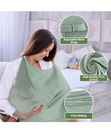 Breathable Cotton Nursing Cover for Breastfeeding | Baby Feeding, Car Seat & Stroller Cover | Light Green - Buy Online on GoSupps.com