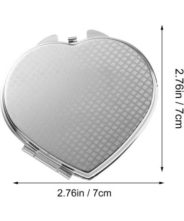 FRCOLOR Foldable Mini Heart Shaped Makeup Mirror Portable Metal Romantic Dual Sided Vanity Mirror Compact Travel Mirror Makeup Tools for Women Girls Silver - Buy Online on GoSupps.com