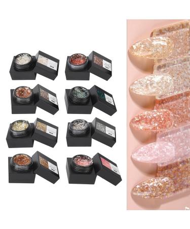 Buy Glitter Gel Nail Polish Set - 8 Sparkly Soak Off UV Gel Colors for DIY Nail Art | International Shipping Available - Buy Online on GoSupps.com