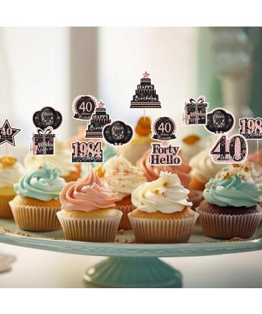 Rngmsi 40th Birthday Cupcake Topper - 40PCS 40th Birthday Decorations Women Rose Gold Cupcake Topper for 1984 40th Birthday Party Decorations Glitter 40th Birthday Party Cupcake Toppers Decor Supplies Rose Gold 40th - Buy Online on GoSupps.com