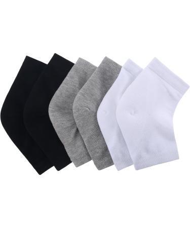 Soft Ventilate Gel Heel Socks Open Toe Socks for Dry Hard Cracked Skin Moisturizing Day Night Care Skin 3 Pairs (Black White Grey) - Buy Online on GoSupps.com