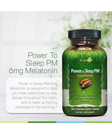 Irwin Naturals Power to Sleep PM - 60 Liquid Soft-Gels, Pack of 2 - with 6mg Melatonin, GABA, Ashwagandha, Valerian Root & L-Theanine - 60 Total Servings - Buy Online on GoSupps.com