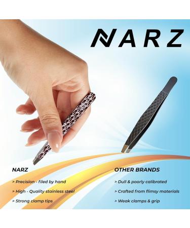 NARZ Professional Slanted Tweezer for Ingrown Hair - Stainless Steel Precision Tweezers for Facial Hair Removal - 1 Piece - Buy Online on GoSupps.com