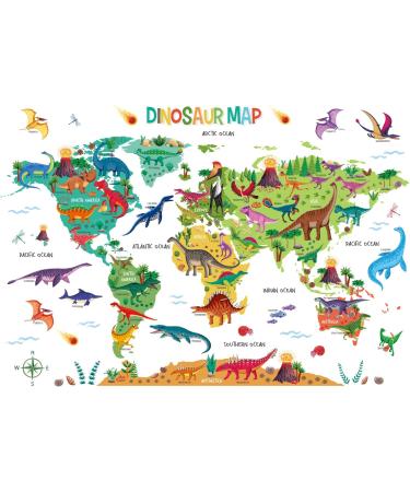Dinosaur World Map Kids Wall Stickers - Educational & Removable Decals for Nursery & Bedroom Decor - Buy Online on GoSupps.com