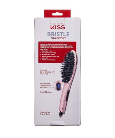 KISS Bristle Hair Straightener Heat Brush - Digital Temp Control Auto Shutoff Ionic Bristles Lightweight 360 Swivel Cord - Pink - Buy Online on GoSupps.com