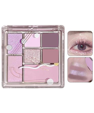Eye Shadow Palette Makeup - 7 Colors Waterproof Eye Shadow Matte Shimmer Pressed Eyeshadow Glitter Makeup Palette for Teens Beginners Travel Makeup Pochy Streamer Iris No. 19