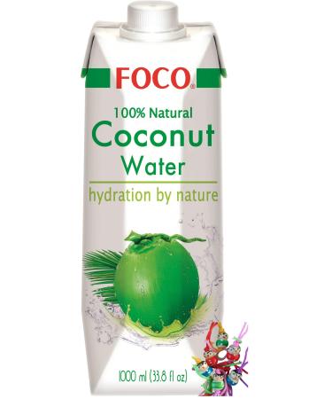 Yoaxia brand Set - 1 liter FOCO PURES COKOSNESS WATER/COKOS WATER COCONUT WATER 100% NATURAL + A SMALL FREE FREE FREE FREE