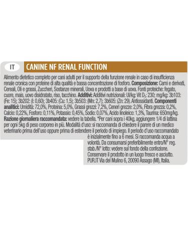 Purina Pro Plan VETERINARY DIETS NF Renal Function Mousse | Pack of 12 | 12 x 400 g | Dietetic food for Dogs suffering from Chronic Renal Failure | Low Phosphorus - Buy Online on GoSupps.com