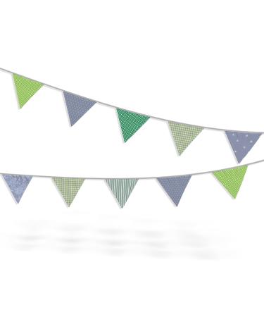 Pennant chain children's room fabric pennant chain for baby room decoration boy & girls - colorful garland children's room decoration & fabric garland length - (330cm green/gray) 330cm green/gray