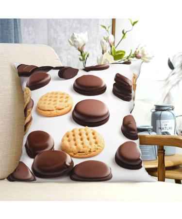 FRESQA Cookies Food Chocolate Chip Biscuits Universal Four-Season Cushion Cover | Soft Polyester Decorative Pillowcase Cookies Food Chocolate Chip Biscuits 16"x16" - Buy Online on GoSupps.com