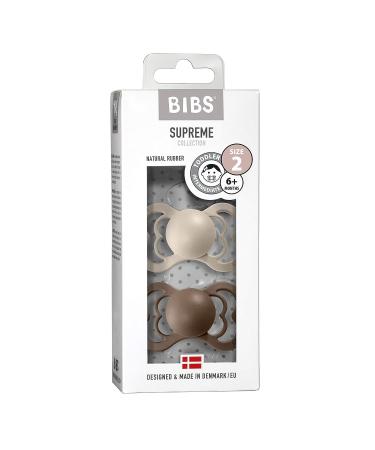BIBS Supreme Collection Pacifiers - BPA-Free | Made in Denmark | Set of 2 Vanilla/Dark Oak | Size 6-18 Months - Buy Online on GoSupps.com