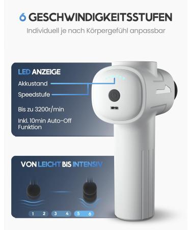 Heroic Massage Gun - 6 Heads 3200 RPM USB-C - Best Muscle Massage Device White - Buy Online on GoSupps.com