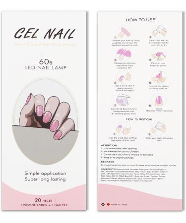 JMEOWIO Gel Nail Stickers Pink White Semi Cured Gel Nail Strips Wraps UV/LED Nail Supplies Nail Art Design Decoration Accessories - Buy Online on GoSupps.com