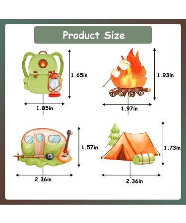 Jollyboom Camping Cupcake Toppers 24 PCS Happy Camper Birthday Party Decorations Double-sided Printing Adventure Cake Topper for Camping Themed Birthday Decorations Baby Shower Party Green - Buy Online on GoSupps.com