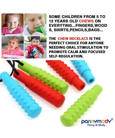 Buy Sensory Chew Necklace Pencil Topper Set (6 Pack) - Silicone Chew Sticks for Autism & Oral Sensory Relief - Ideal for Kids (Blue Green Red) - Buy Online on GoSupps.com