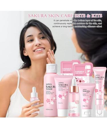 Shop Sakura Women's Beauty Gift Set - Korean Skin Care Kit with Cleanser Serum Toner & More | Cherry Blossom Moisturizing Routine - Buy Online on GoSupps.com