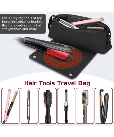 Hair Tools Travel Bag with Heat Resistant Mat - 2-in-1 Organizer for Flat Irons & Curling Irons | Essential Travel Accessories - Buy Online on GoSupps.com