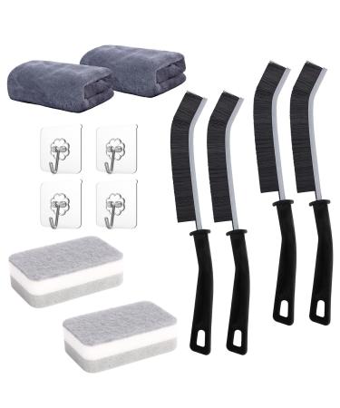 JALCH 12 Pcs Complete Cleaning Bundle 4 Hard-Bristled Crevice Cleaning Brush & Double-Faced Kitchen Sponge & Thick Absorbent Towel - for Bathroom Kitchen Doors & Windows - Easy & Effective