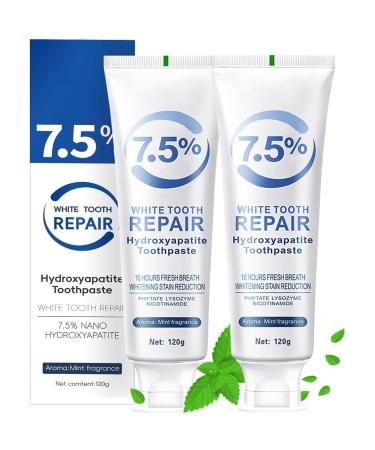 2 PCS Hydroxyapatite Toothpastes for Enamel Protection and Tooth Strengthening Fresh Mint Flavor Daily Use for Oral Care