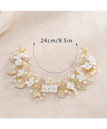 Unicra Gold Wedding Pearl Hair Vine | Elegant Flower Leaf Headpiece & Bridal Accessories - Buy Online on GoSupps.com