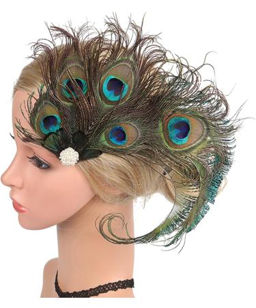 amangul Peacocks Feather Hair Pin Peacocks Feather Hair Clip For Women Side Clip Peacocks Feather Headpiece 1920s Fascinator - Buy Online on GoSupps.com