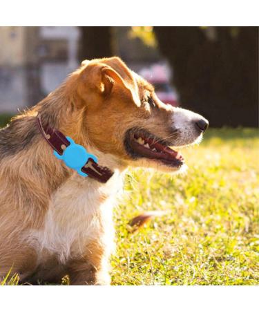 Best Airtag Dog Collar Holder - Silicone GPS Tracking Accessories for Apple Airtag - Anti-Lost Protective Cover in Bright Blue - Buy Online on GoSupps.com