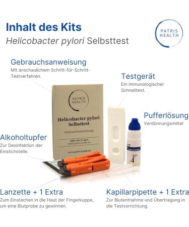Patris Health Helicobacter Pylori Self-Test | Home Blood Test for Stomach Infection - International Shipping - Buy Online on GoSupps.com
