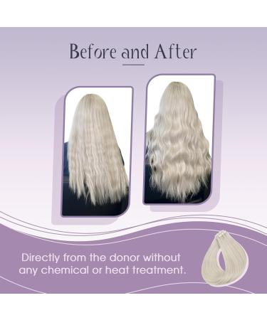 FSHINE Tape Extensions - White Blonde Real Hair Extensions 35cm 10 Pieces Virgin Remy Straight Hair Platinum Blonde #1000 InJiat Tape 20g - Buy Online on GoSupps.com