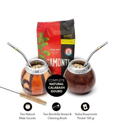Buy Balibetov Yerba Mate Set - 2 Gourds 100g Yerba Mate 2 Bombilla & Cleaning Brush - Authentic Argentine Experience - Buy Online on GoSupps.com