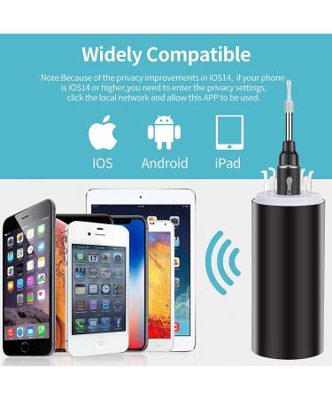 FOJOC Wireless Otoscope Ear Wax Remover Kit | 3.9mm Visual Camera | 1080P HD WiFi Endoscope | LED Light | Waterproof | for Adults, Kids, and Pets | Black - Buy Online on GoSupps.com