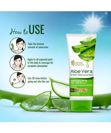 Buy Oriental Botanics Aloe Vera Green Tea Cucumber Sunscreen SPF 50 - 100ml | UVA/UVB Protection | International Shipping Available - Buy Online on GoSupps.com