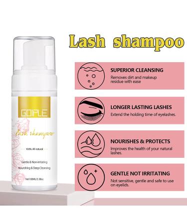 WOZUTUNT 100ml Eyelash Extension Cleanser & Lash Mousse - Professional Grade Makeup Remover for Natural & Extension Lashes - Includes Cotton Puff - 3.38Oz - Buy Online on GoSupps.com