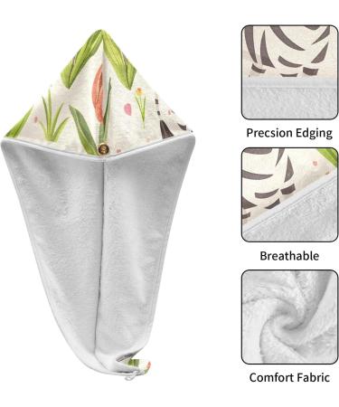 Cute Pinto Pink Tulips Hair Towel 2 Pack | Super Absorbent Quick Dry Hair Turbans for Women & Girls - Buy Online on GoSupps.com