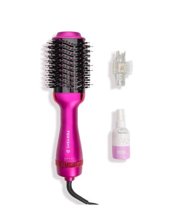 FoxyBae Blowout Brush Hair Dryer Set - 3-in-1 Hot Air Brush & Volumizer - Holiday Kit with Hair Primer & Sparkle Claw Clip - Perfect for International Shipping - Buy Online on GoSupps.com