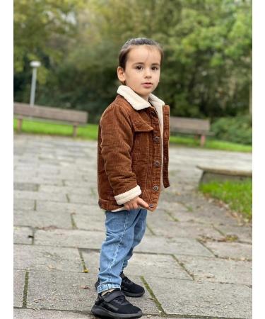 Volunboy Toddler Corduroy Sherpa Jacket | Warm Fleece Lined Coat for Baby Boys Girls 18-24 Months - Brown - Buy Online on GoSupps.com