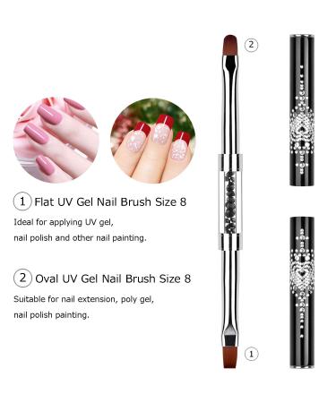Ycyan 2Pcs Dual-ended Nail Design Brushes with Rhinestone Handle - Professional Nail Art Tools - Buy Online on GoSupps.com