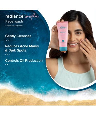 Aqualogica Radiance + Smoothie Face Wash with Watermelon | Cleanses & Controls Excess Oil | Niacinamide Helps Reduce Acne Marks & Spots | 3.38 Fl Oz/100 ml - Buy Online on GoSupps.com