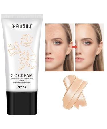 Buy CC Cream | Skin Tone Adjusting SPF 50 Face Sunscreen & Concealer for Mature Skin - Full Coverage Moisturizer & Makeup Primer - Buy Online on GoSupps.com