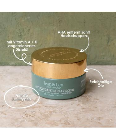 Jean & Len Antioxidant Sugar Scrub - Rosemary & Ginger | Paraben-Free Silicone-Free 200ml | Fragrant Exfoliating Experience - Buy Online on GoSupps.com